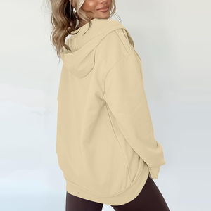 Sweat-shirts à capuche pour femmes de haute qualité, sur mesure, lourds, en coton, épais, unis, lourds, surdimensionnés, à fermeture éclair - Product Image 2
