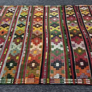 Alfombra Turca Vintage de 6x9.4 pies (184x288 cm), Alfombra Kilim con Diseño Geométrico Arcoíris - Product Image 5