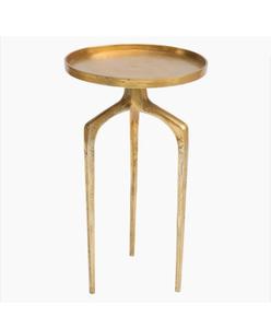 Mesa auxiliar de té de aluminio dorado de lujo moderno, bandeja redonda hecha a mano, mesas de centro para sala de estar, muebles para el hogar - Product Image 3