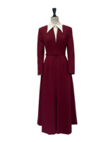 Meilleure vente Robe pour femme évasée noire longue à col rouge vin ROBE MIDI ANDREA 100% Polyester Robes décontractées Fabriqué au Vietnam