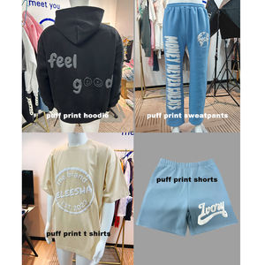 Sudaderas de cuello redondo en blanco peso pesado gota hombro 400 Gsm francés Terry personalizado Puff estampado sudaderas Unisex sudaderas con capucha - Product Image 5