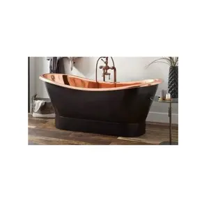 Baignoire en cuivre de style antique, support de sol fait main pour salle de bain, meilleur prix auprès de l'exportateur indien - Product Image 1