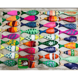 Sculpture de poisson en bois artisanale vietnamienne, art mural côtier, ornement de table, artisanat pour la décoration intérieure - Product Image 5