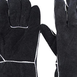 Guantes de soldadura de cuero dividido de vaca de alta calidad, guantes de trabajo de seguridad resistentes al calor aislados, tela protectora para alta - Product Image 6