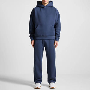 Alta calidad 500 Gsm Fleece Streetwear chándal de gran tamaño de pierna recta Joggers hombres chándal conjunto de chándales de lana - Product Image 1