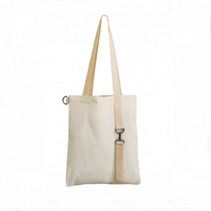 Sac fourre-tout en toile écologique personnalisé avec poignées, en coton recyclé naturel, style pliable, avec impression de logo pour le shopping - Product Image 2