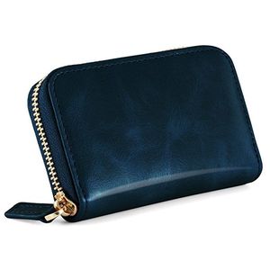 Womens Genuine Leather <b>Zip</b> Around Wallet Small RFID Blocking Short Purse Credit <b>Card</b> <b>Holder</b> <b>with</b> Canvas Lining - Product Image 4