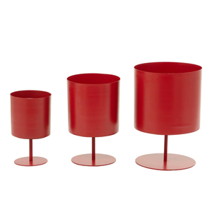 กระถางต้นไม้โลหะสีแดง3ชิ้นสำหรับตกแต่งบ้าน - Product Image 4