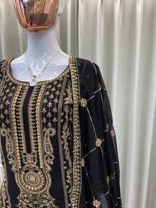 ชุดสามชิ้นสไตล์อินเดียดั้งเดิม ประดับเลื่อมปักลาย แห้งเร็ว เสื้อ กางเกง ผ้าคลุมไหล่ สำหรับผู้หญิง ใส่ไปงานปาร์ตี้หรืองานเทศกาล - Product Image 3