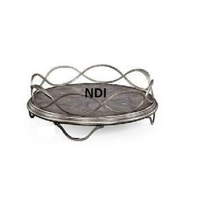 Plateau de service en métal de style moderne et polyvalent Plateau de service en verre émaillé Plateau de service vintage pour le petit-déjeuner Plateau de service - Product Image 3