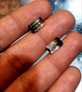 High Grade Green &amp; White Tourmaline <strong>Emerald</strong> Cut Gemstone 6 mm in Size for Summrr Festival Jewelry Gems