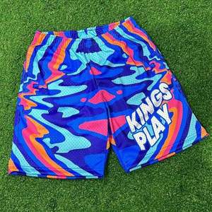 Pantalones cortos de malla de baloncesto para hombre con logotipo personalizado al por mayor transpirable cintura media lavado decoración gimnasio uso tejido método - Product Image 3