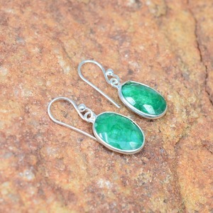 Classical <b>Earrings</b> Jewelry For Women Silver Boho Style Jewelry 925 Sterling Silver Emerald Gemstone <b>Handmade</b> <b>Earrings</b> Gift Wife - Product Image 5