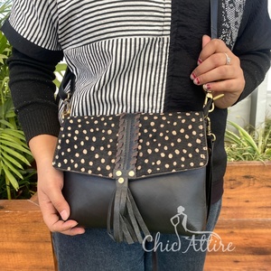 2024 Designer High Quality Animal Print Genuine Cowhide Leather Crossbody Bags for Women Luxury Tassel Wristlet Shoulder Handbag - Product Image 1