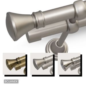 Tringle à rideaux double BOJANEK, tube de 19 mm, design moderne métallisé, différentes longueurs, différents embouts et couleurs, personnalisation facile - Product Image 2