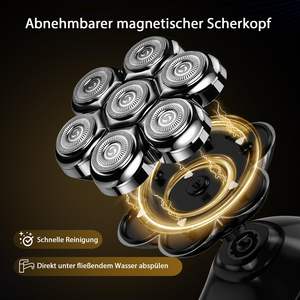 Kit de rasoir électrique 5-en-1 pour homme, étanche IPX7, rasoir rotatif à double lame, utilisation humide/sèche pour le visage, le corps et la barbe, avec têtes de rechange - Product Image 6