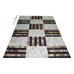 Ensemble de tapis faits main en peau de vache brodés, écologiques, antidérapants, adaptés aux animaux domestiques, résistants au feu, style moderne, design patchwork pour la maison - Product Image 2