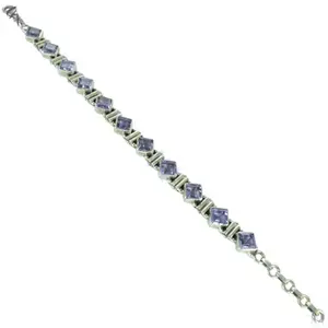 925 Silver Fine Charm <b>Bracelet</b> for Women with Square <b>Amethyst</b> Stone Jewelry - Product Image 3