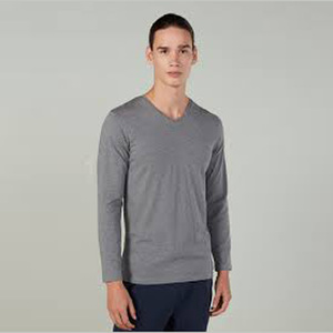 <b>Men's</b> V-Neck Long Sleeve Slim Fit Anti-Wrinkle Dobby Silk/Cotton Blend Vintage <b>Animal</b> Print T-Shirt - Product Image 2