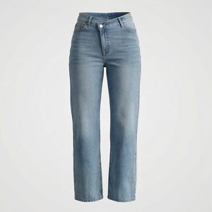 Jeans en denim droit décontractés pour femmes, fabricants de vêtements de rue élégants, usage quotidien, qualité supérieure, pantalons tendance - Product Image 1