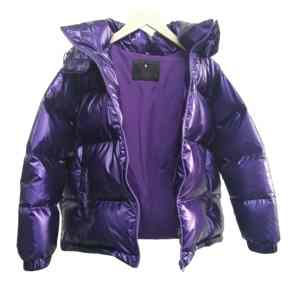 High Quality Shiny <b>Purple</b> Puffer Jacket Detachable Button <b>Hat</b> Men's Zip-up Coats Winter Plain Dyed Breathable Hooded Smart - Product Image 6