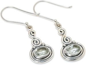 Natural <b>Green</b> Amethyst Best Designer Solid 925 Sterling Silver Gemstone Cabochon Handmade <b>Earrings</b> Jewelry 925 Silver Jewelry - Product Image 4