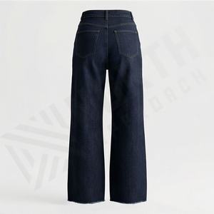 Customizable Wholesale <b>Women</b> Denim <b>Jeans</b> Sand Wash Breathable Dip Dye Ripped Frayed Straight Premium Trendy Fashion Trousers - Product Image 2