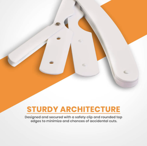 ANAAIF Rasoir professionnel 100% métal blanc à bord droit 100-Pack Lames en acier inoxydable sous forme de poudre pour l'épilation du corps - Product Image 4