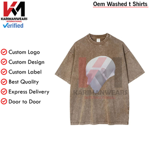 T-shirt en coton épais lavé en détresse avec motif d'illustration unique T-shirt en coton à manches courtes surdimensionné pour tenue décontractée - Product Image 5