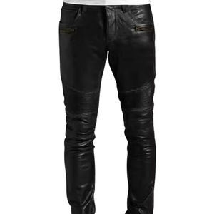 100% pantalon en cuir léger décontracté droit de longueur régulière de haute qualité/tissu à séchage rapide de qualité supérieure fabriqué - Product Image 1