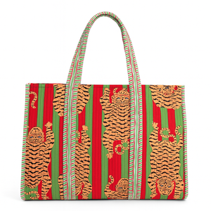 Sac fourre-tout en tissu de coton imprimé animal pour femmes Le Souvenirs, doublure en toile, fermeture éclair, poches intérieures, taille 18 pouces, vintage - Product Image 1