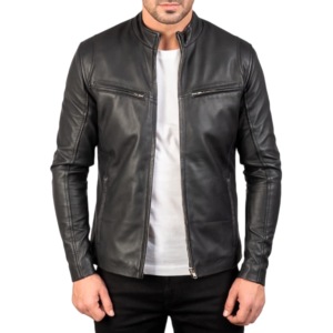 Veste chemise en cuir PU noir pour homme avec fermeture boutonnée et poches poitrine, style décontracté, col rabattu, coupe classique, pour l'automne - Product Image 3