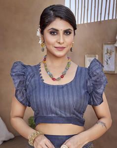 Sari de seda artística con blusa sin costuras | Sari estampado floral para Mujer | Perfecto para uso informal, diario y regular - Product Image 4