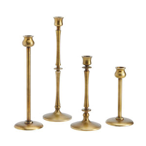 Juego de 5 soportes para velas de aluminio con acabado dorado de latón, accesorios de decoración para el hogar y la fiesta de boda, nueva colección - Product Image 4
