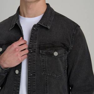 Veste en jean vintage imperméable personnalisée OEM avec logo frontal, lavage en coton, coupe ajustée, manches régulières pour hommes, style urbain, hiver - Product Image 3
