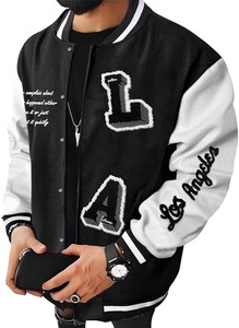 Chaqueta deportiva de invierno personalizada para hombre 2025, ropa informal de béisbol universitaria de retazos de lana de alta calidad con cuello levantado - Product Image 5