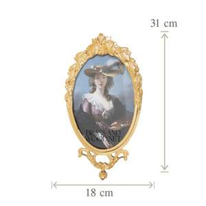Ensemble de cadres de portrait en laiton doré antique Art mural européen vintage pour la décoration intérieure de luxe - Product Image 2