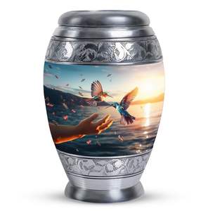 โกศนกฮัมมิงเบิร์ดสำหรับตกแต่งขี้เถ้าของมนุษย์ทันสมัยโกศโลหะขี้เถ้าสำหรับผู้ใหญ่กำหนดเองสำหรับขี้เถ้าศพ - Product Image 1