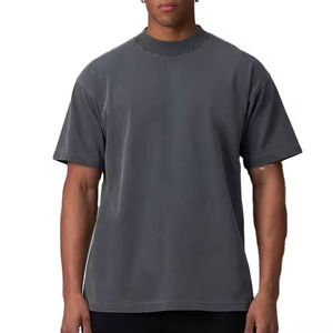 T-shirt surdimensionné vierge pour homme 100% coton | Streetwear décontracté à épaules tombantes | Col ras du cou côtelé pour un design personnalisé - Product Image 1