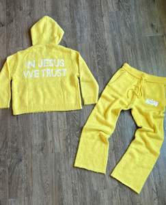 Ensemble de survêtement personnalisé de haute qualité pour homme, en mohair, avec pantalon de survêtement évasé et sweat à capuche, ensemble de survêtement en mohair d'hiver - Product Image 5