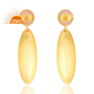 Tendance Design Argent Sterling Plaqué Or 18K Naturel Rose Calcédoine Pierre Précieuse Boucle D'oreille Demi Fine Fabricant De Bijoux - Product Image 2