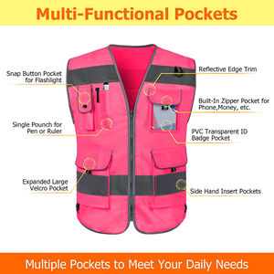Hi Vis Vest 9 bolsillos Chaleco DE SEGURIDAD reflectante de alta visibilidad para hombres Mujeres Chaleco de construcción de seguridad con tiras reflectantes - Product Image 3