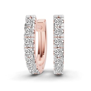 Timeless Round Lab Grown Diamond <b>Huggie</b> Earrings 0.50 Ct Tw F-G Color VS Clarity 14 Diamonds 14K <b>Solid</b> <b>Gold</b> Classic Design - Product Image 3