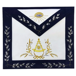 Ensemble col et tablier de robe complète de grand rang maçonnique Blue Lodge Master Mason Tablier Brodé à la main en cuir doré - Product Image 2