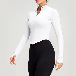 Custom Logo Front Breathable <b>Women's</b> Slim Fit Yoga Top with Long Sleeve Zip <b>for</b> Fitness and Outdoor Exercise - Product Image 3