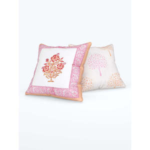 Blocks of India Handmade Peach Pink Rajasthani Block Print 100% Cotton <b>Cushion</b> <b>Cover</b> Set 5 Pillow Cases with Motifs 40x40cm - Product Image 2