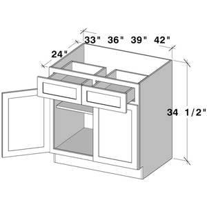 Gabinetes de cocina de madera con base de 2 cajones y 2 puertas Glacier White W39 X H34.5 X D24 - Product Image 2