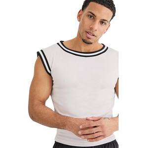 Haute qualité hommes Slim Fit débardeur nouveau col côtelé et bras Design mode tenue décontracté en gros - Product Image 5