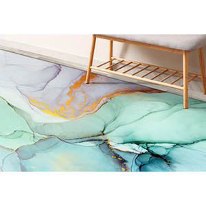 Tapis imprimé : moderne, décoratif, doré, mariage, marbre, grand, design coloré, tapis fin non tissé - Product Image 3