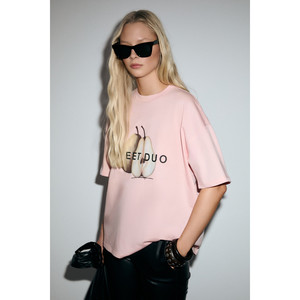 GRIMELANGE ASTERIVE Camiseta oversize de algodón orgánico con cuello redondo y estampado para mujer - Product Image 6